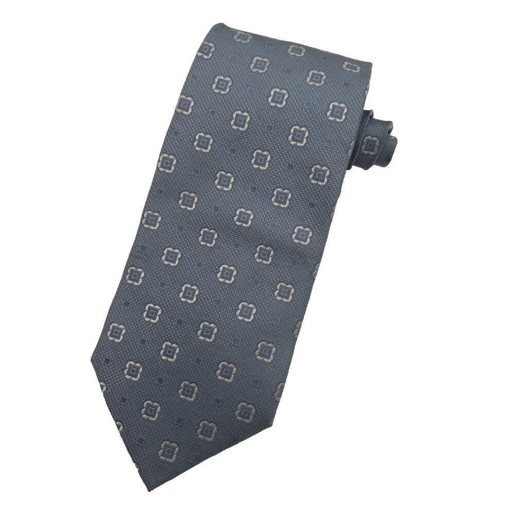 Brooks Brothers Necktie 100% Silk Makers Men's Designer Luxury Blue Geometric